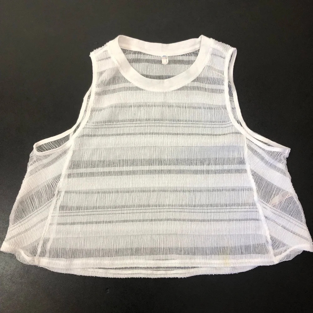Free People Movement Sleeveless Cruiser High Neck Mesh Tank Top in white Medium